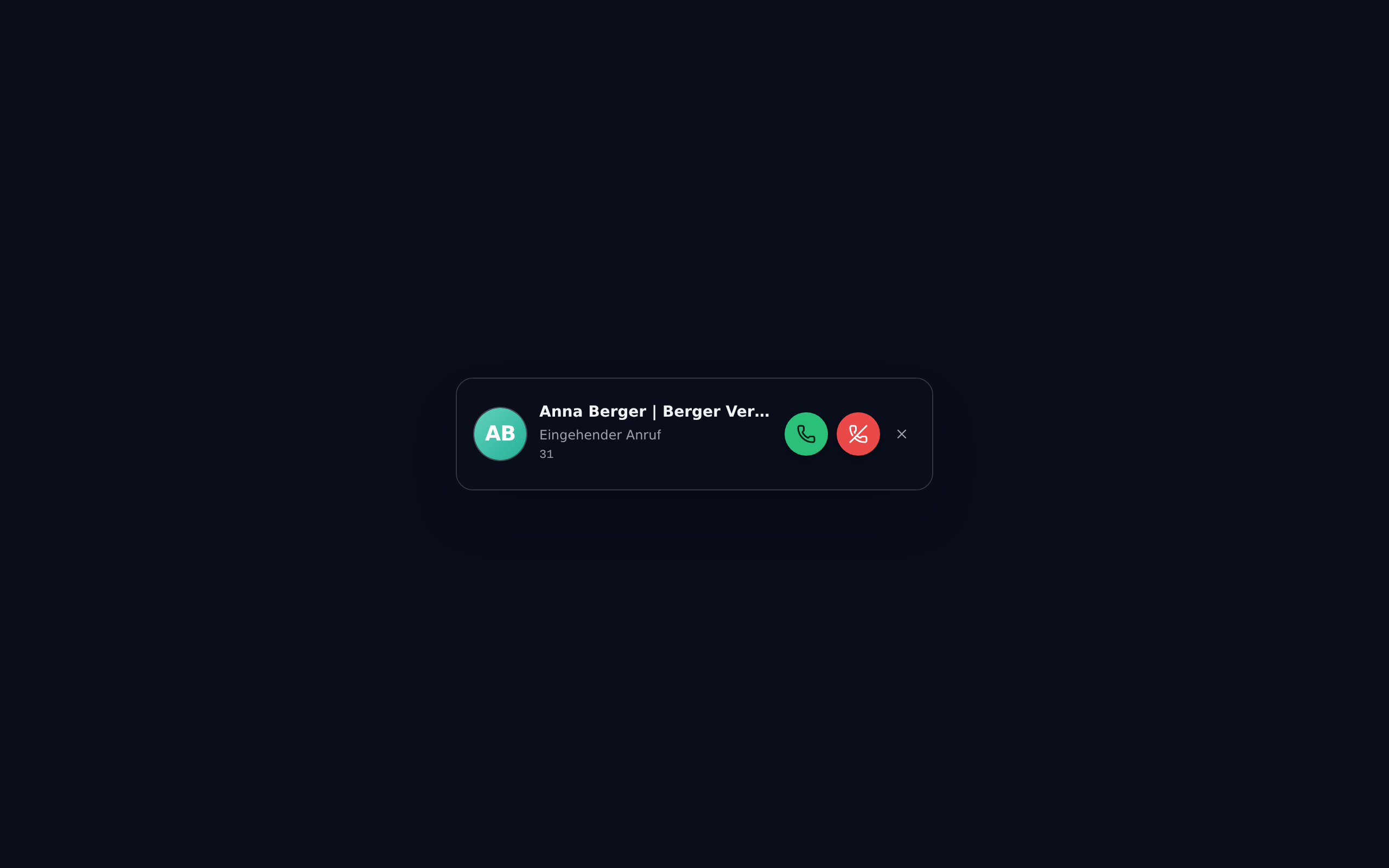 Anruf-Popup mit Kontext in Phoneari