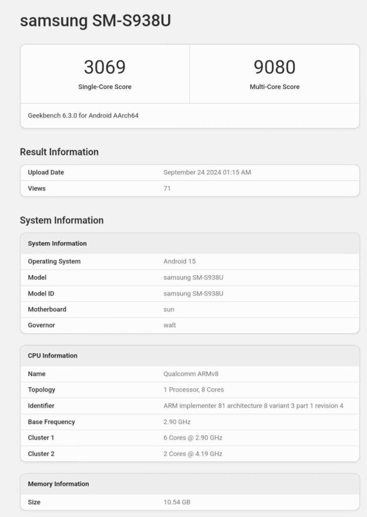 Samsung Galaxy S25 Ultra spotted on Geekbench