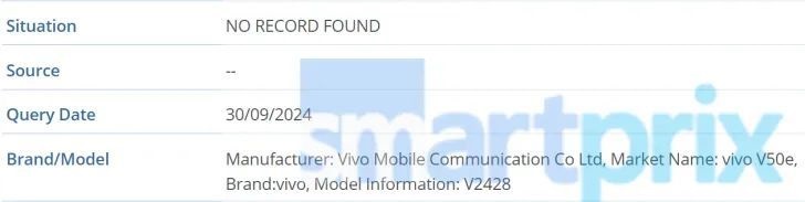 vivo v50e database